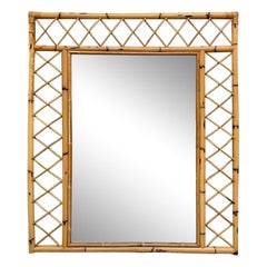 Vintage Bamboo and Rattan Wall Mirror