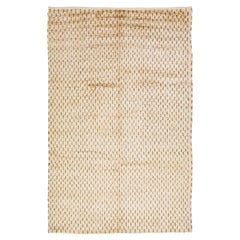 Tapis moderne marocain en laine beige et brun clair de style Boho, fabriqué à la main