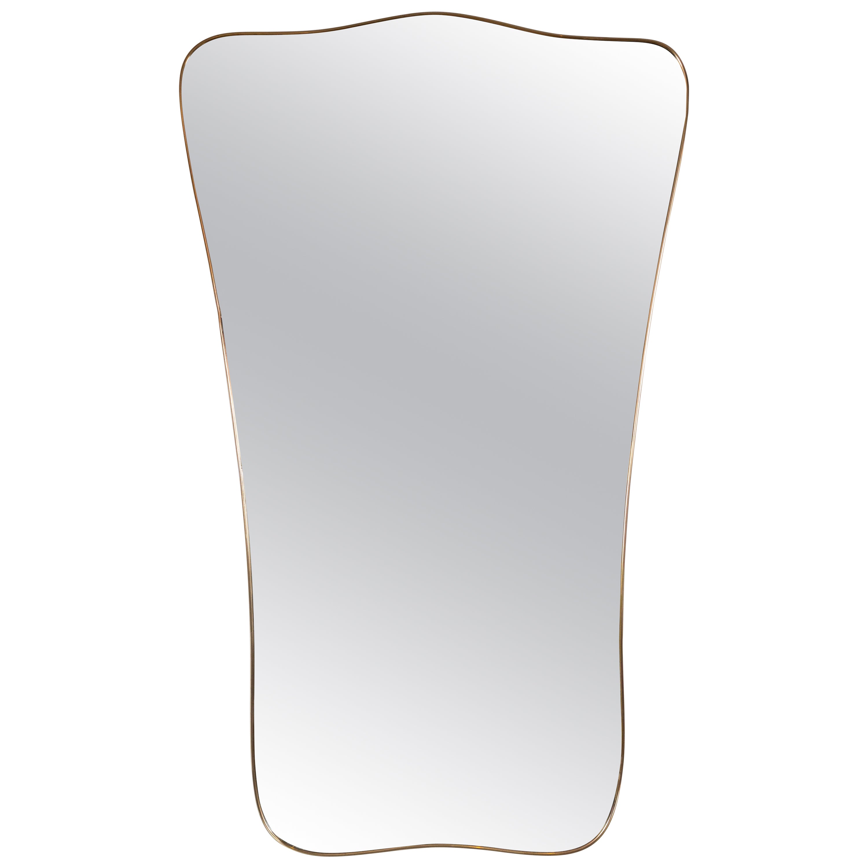 Gigantischer italienischer Design-Spiegel aus Messing in Form eines Schildes