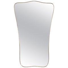 Large Italian Design Brass Shield-Shape Mirror