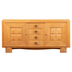 Solid Oak Art Deco Sideboard, 1940, France