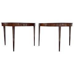 19th Century Swedish Antique Pair of Demi-Lune Polished Mahogany Side Tables