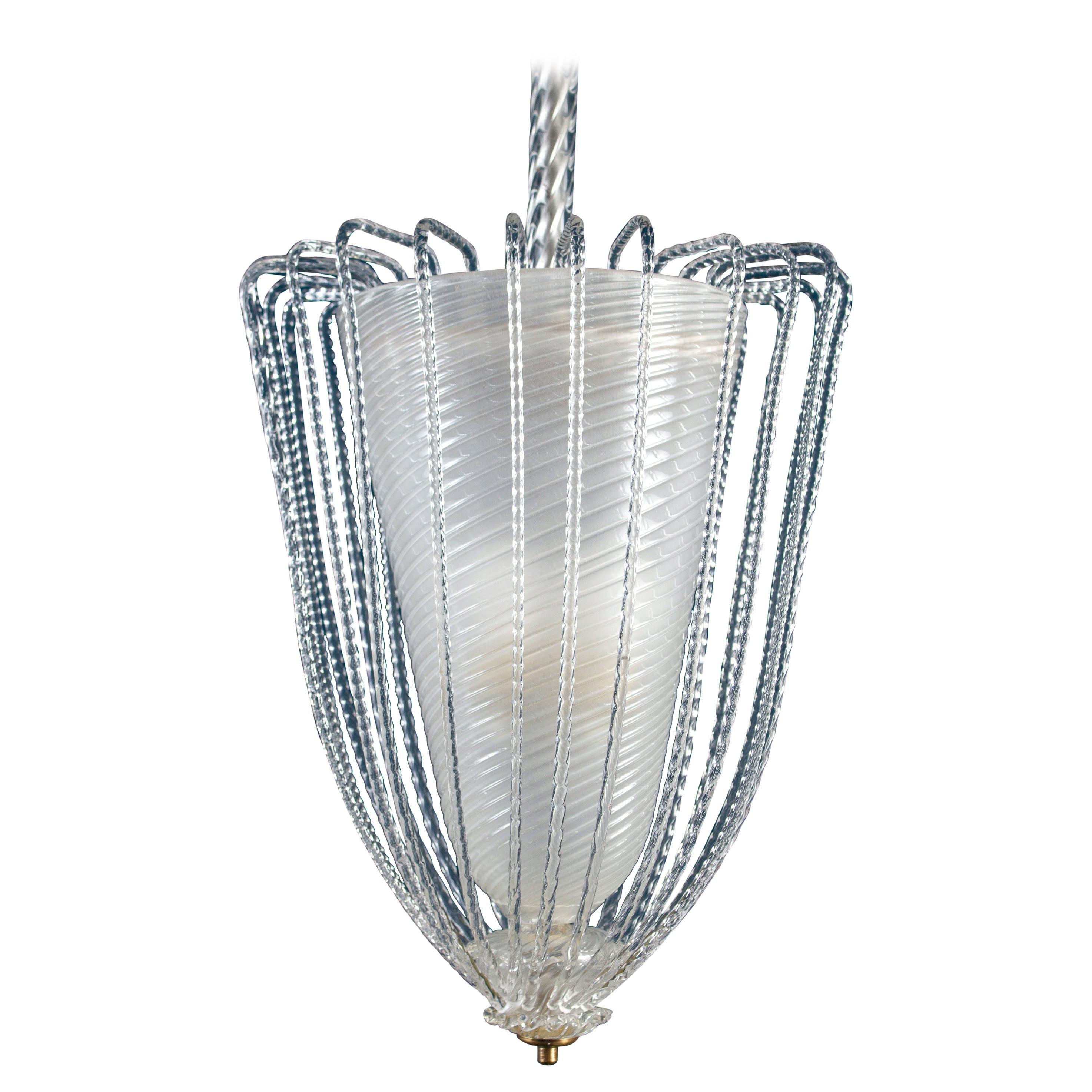 Rare Venini Murano Glass Lanterns or Pendants, 1940s