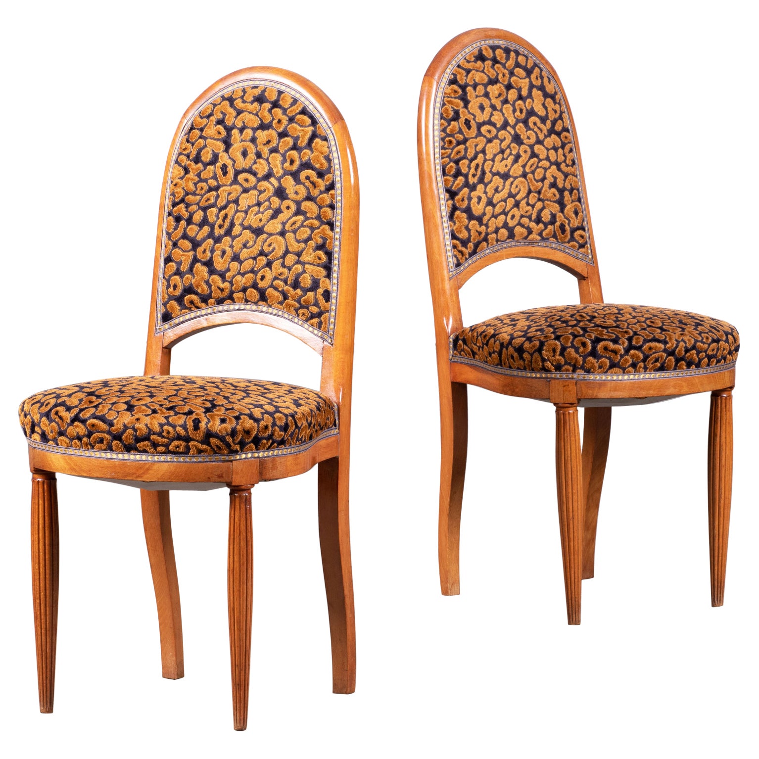 Pair of Art Deco Dining Chairs by Jallot, France, Circa 1930 For Sale