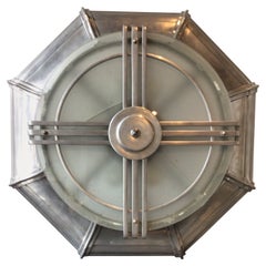 Large 1930s Deco Polished Aluminum Fixture