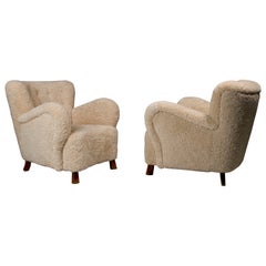 Pair of 1940s Swedish Shearling Chairs