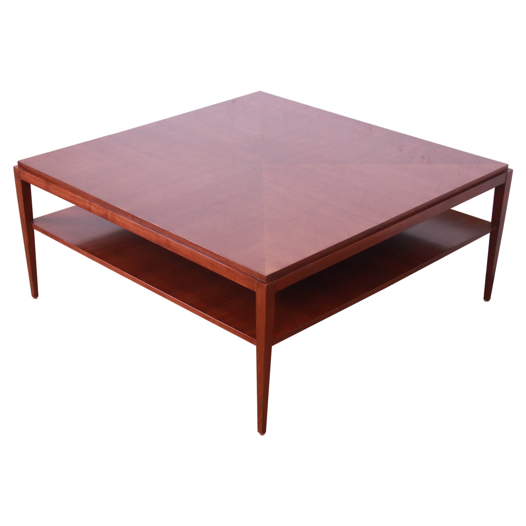 Baker Furniture Mid-Century Modern Style Walnut Two-Tier Coffee Table For Sale