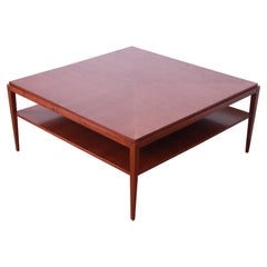 Baker Furniture Mid-Century Modern Style Walnut Two-Tier Coffee Table