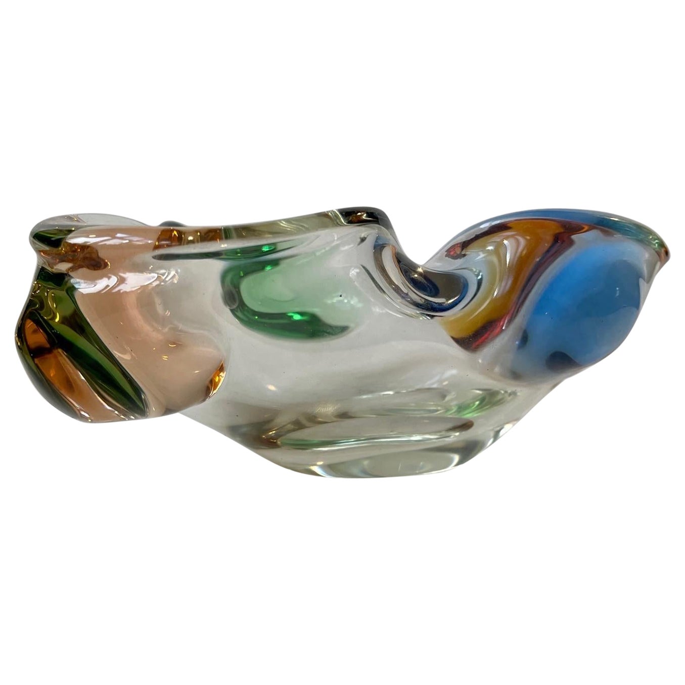 Frantisek Zemek Rainbow Art Glass Dish for Mstisov, Czech 1960s For Sale