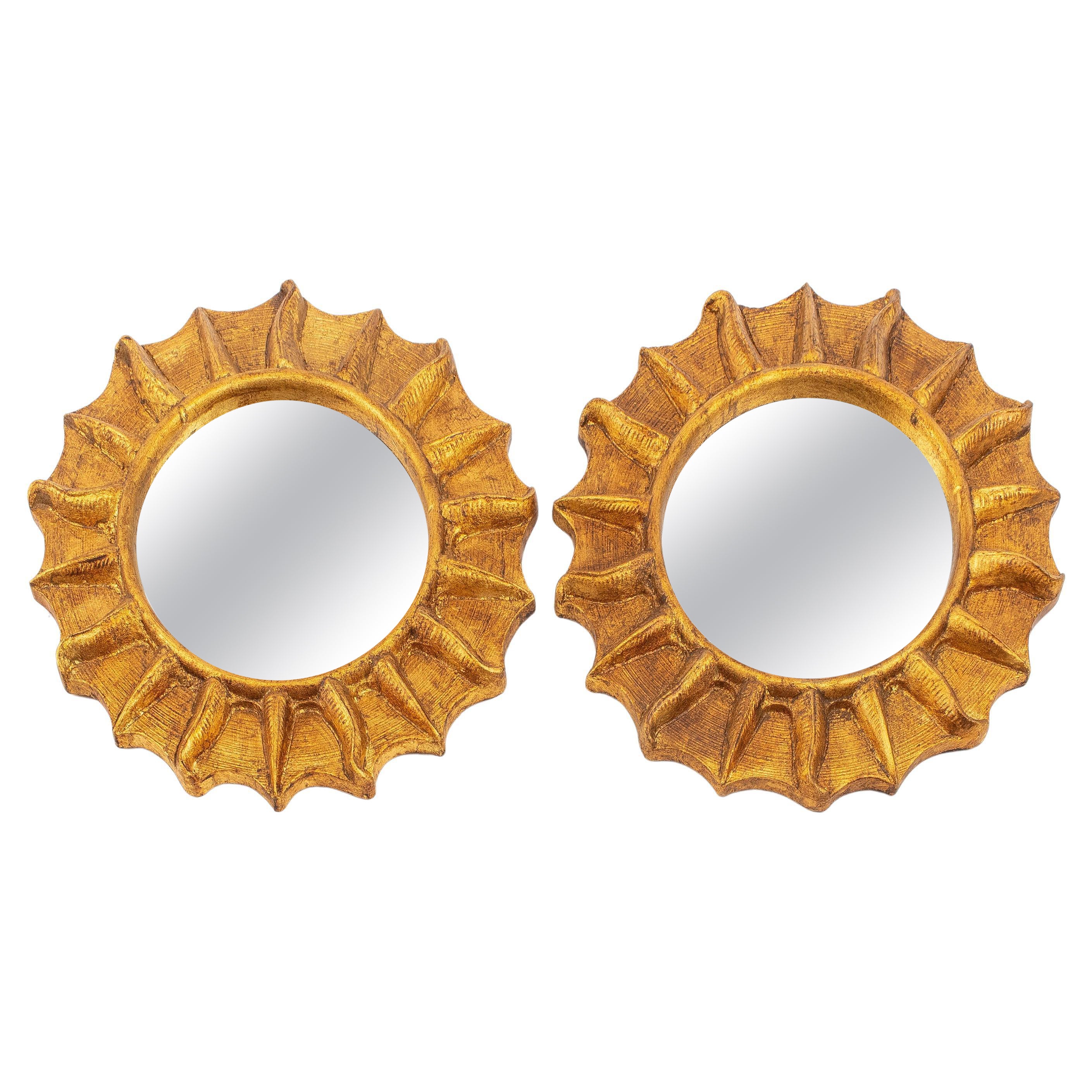 Phyllis Morris Carved Ivory and Lavender Poppies Round Mirror at 1stDibs