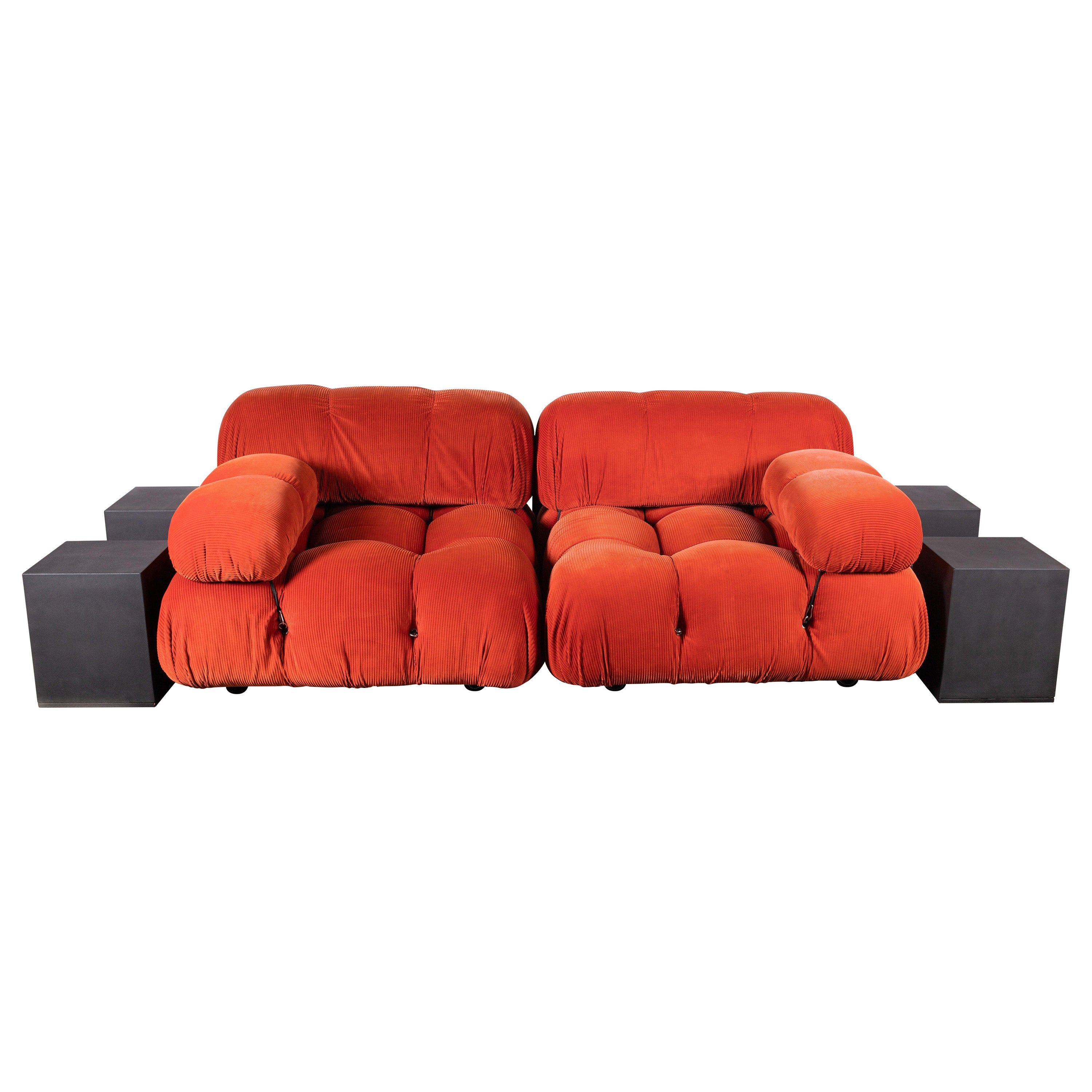 Orange Cord Camaleonda Sofa by Mario Bellini for B&B Italia, Original For Sale