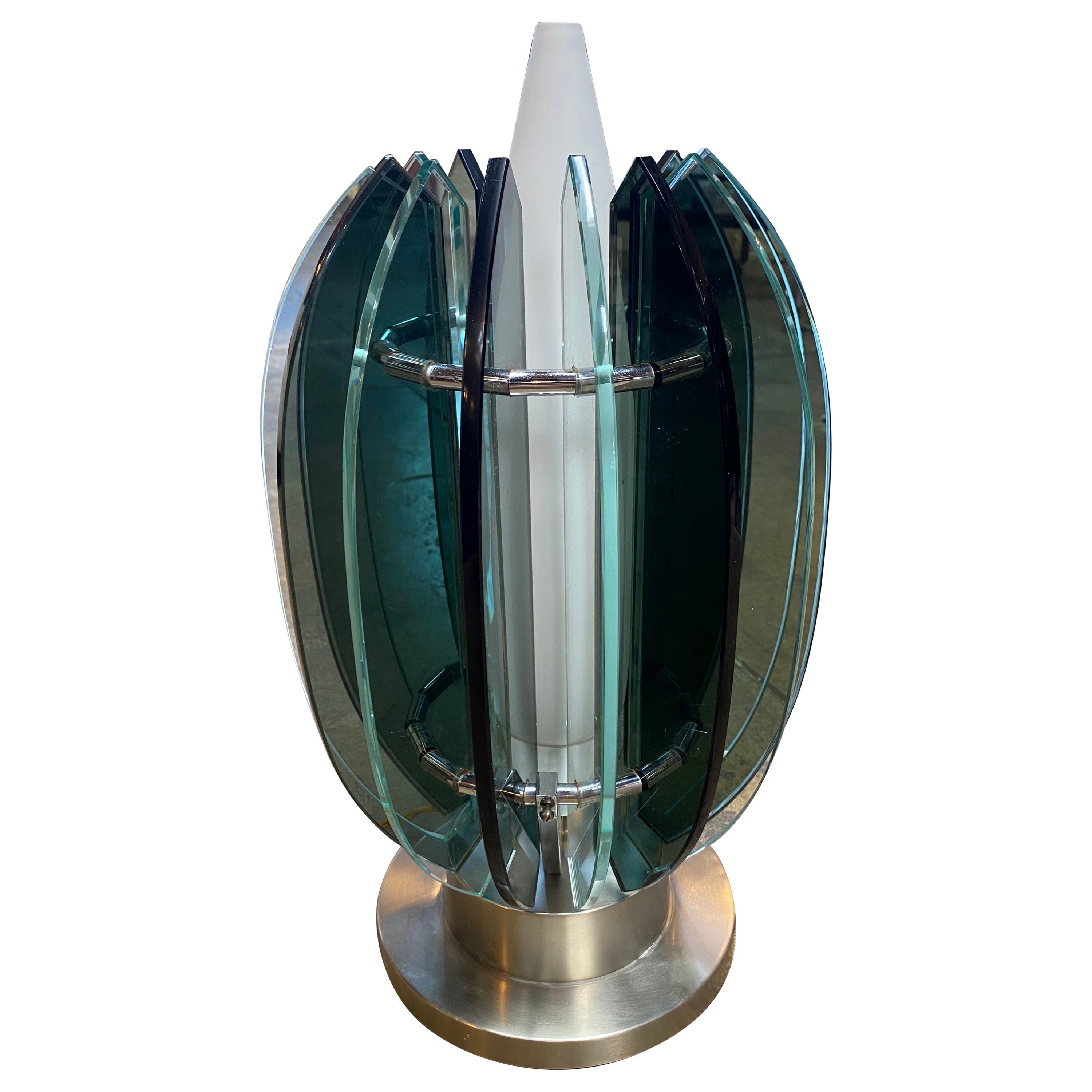 Space Age Italian Glass Table Lamp By VECA circa 1960