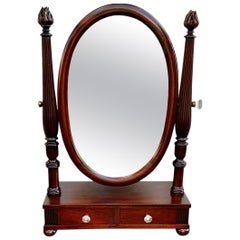 Antique Carved Mahogany Tilting Dressing Mirror