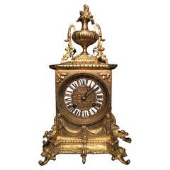 19th C. French Gilt Brass Table Clock