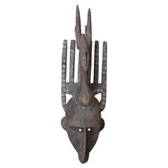 African Bambara Bamana Ntomo Ceremonial Mask 6 Horn Cowrie Shell Antelope