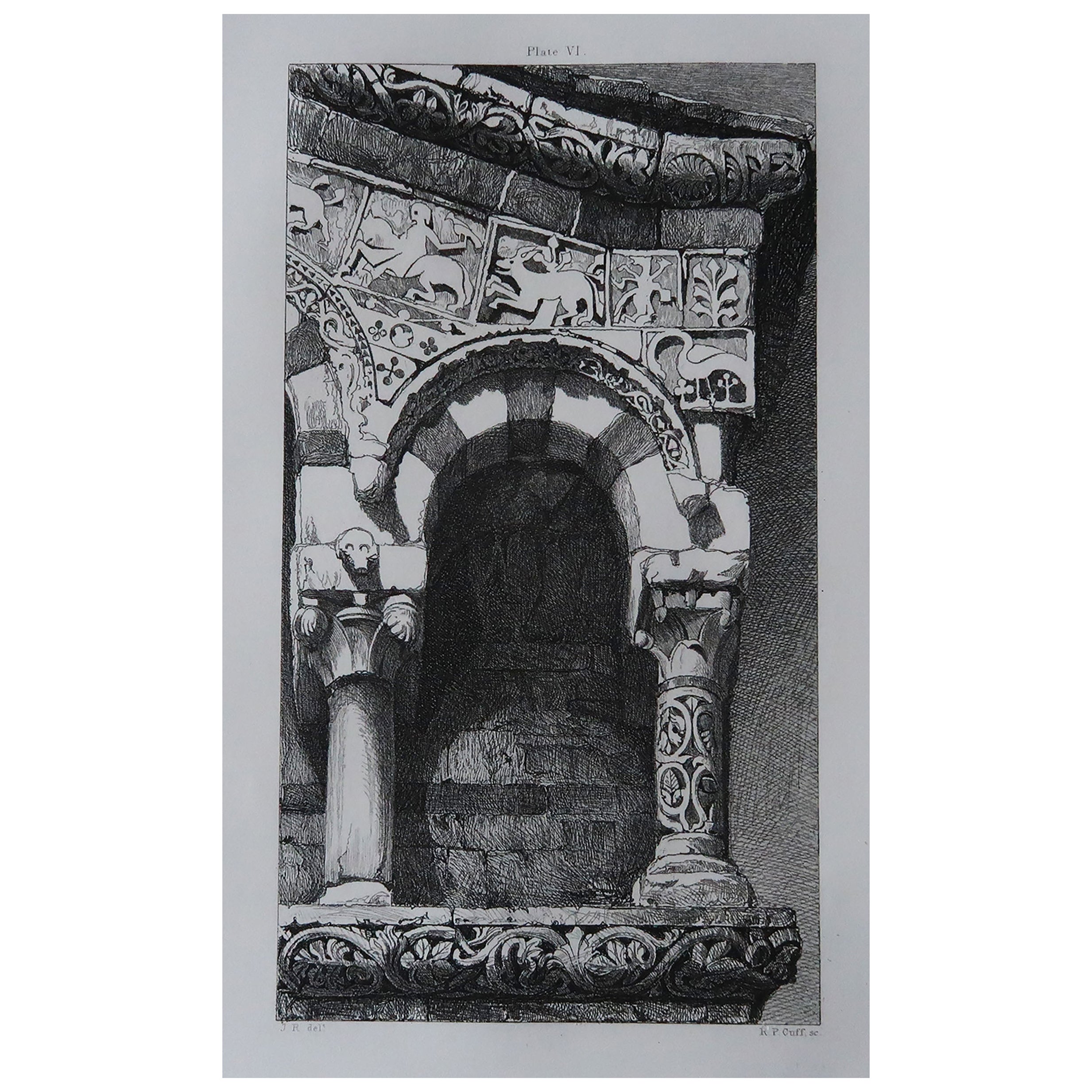 Original antiker architektonischer Druck von John Ruskin, um 1880, „Lucca“
