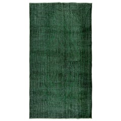 6x10.3 Ft Solid Green Modern Area Rug, Handmade Turkish Carpet, Floor Covering