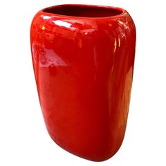 1970s Space Age Red Vetrochina Ceramic Italian Vase by Vittorio Fulgenzi