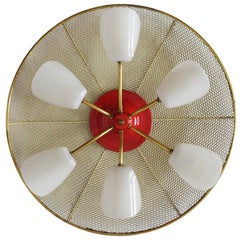 Large French Vintage Wall Ceiling Light Flush Mount, 1950s