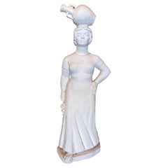 Vintage 1970 Plaster Sculpture of a Woman in Typical Andalusian Clothing