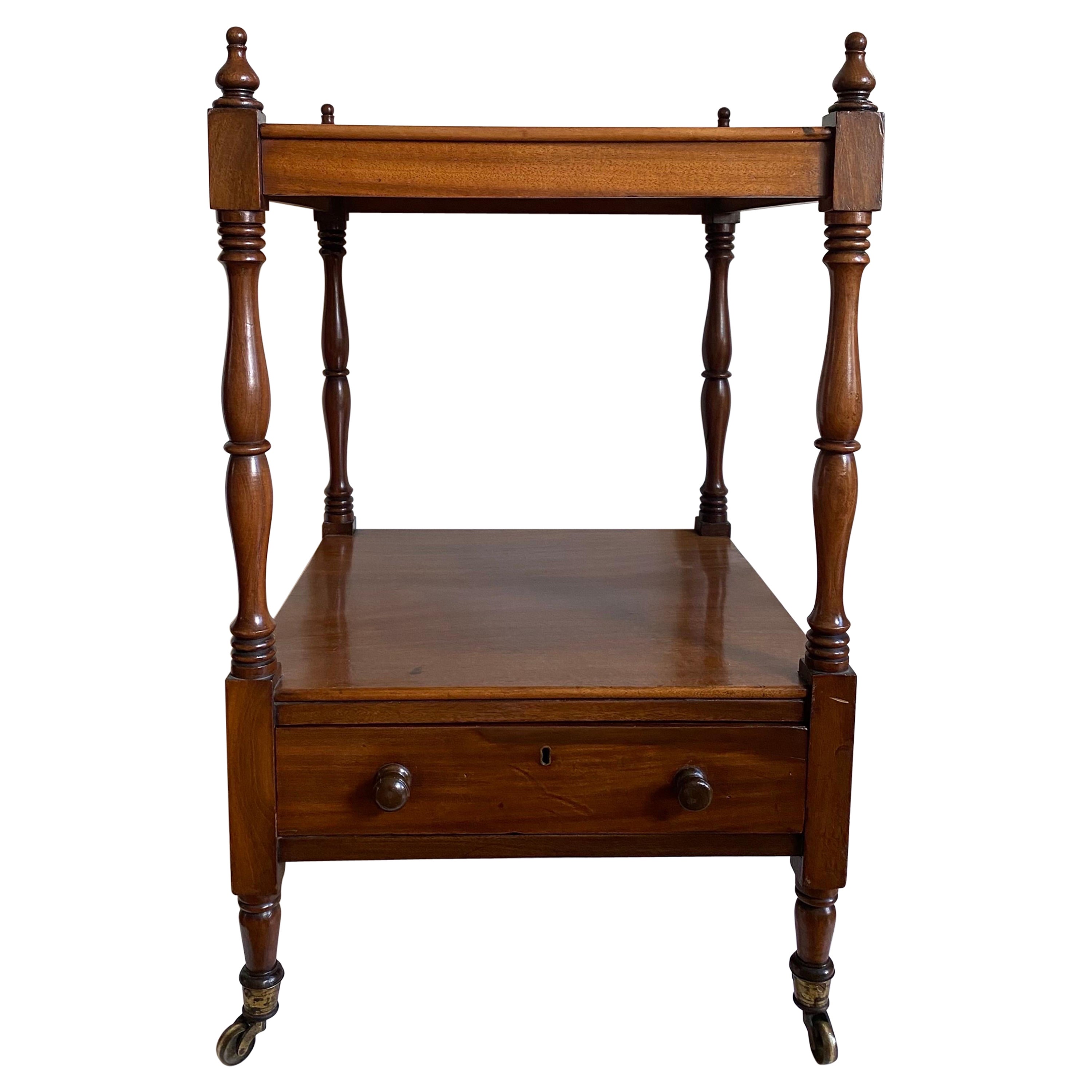 Antique English Regency Mahogany Etagere Trolley Table For Sale