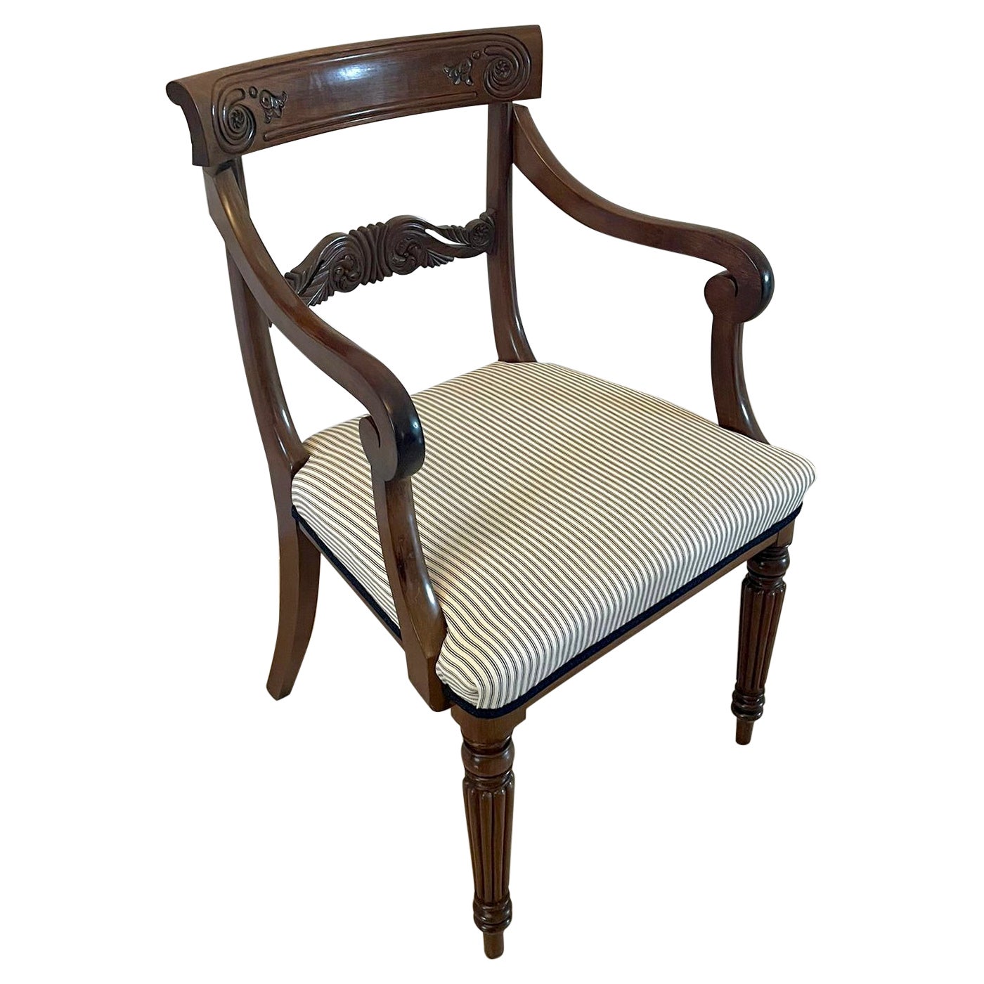 Antique Regency Quality Carved Mahogany Desk Chair For Sale
