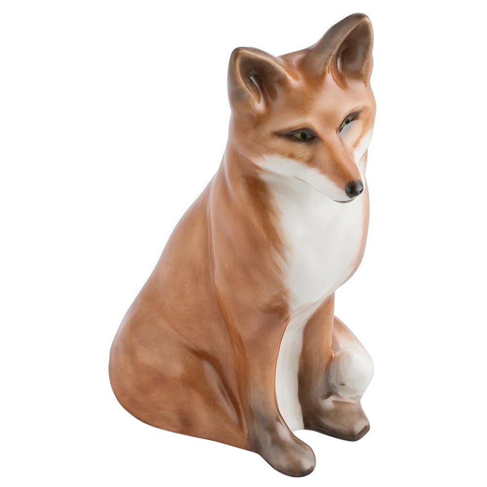 Figure en porcelaine de la Forêt-Noire représentant un renard peint à la main, Sofina Boutique Kitzbuehel