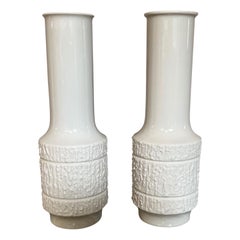 Richard Scharrer pour Thomas  Paire de vases d'art optique en porcelaine allemande de 1970 