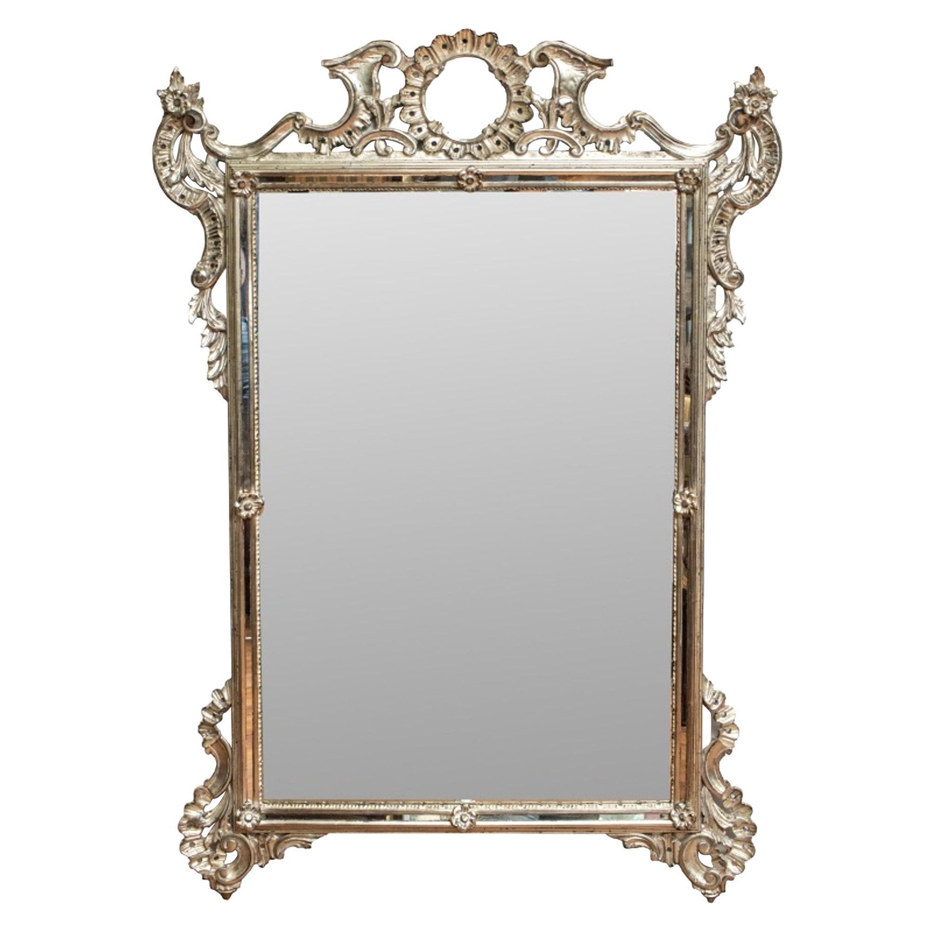 Venetian Style Silvered Wood Mirror