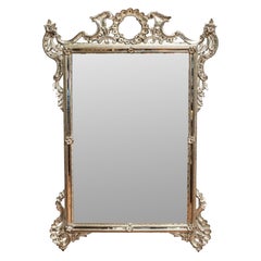 Vintage Venetian Style Silvered Wood Mirror