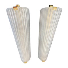 Pair of Italian Wall Lights in Murano Glass "Roof Tile" Shaped, Italy 1970s
