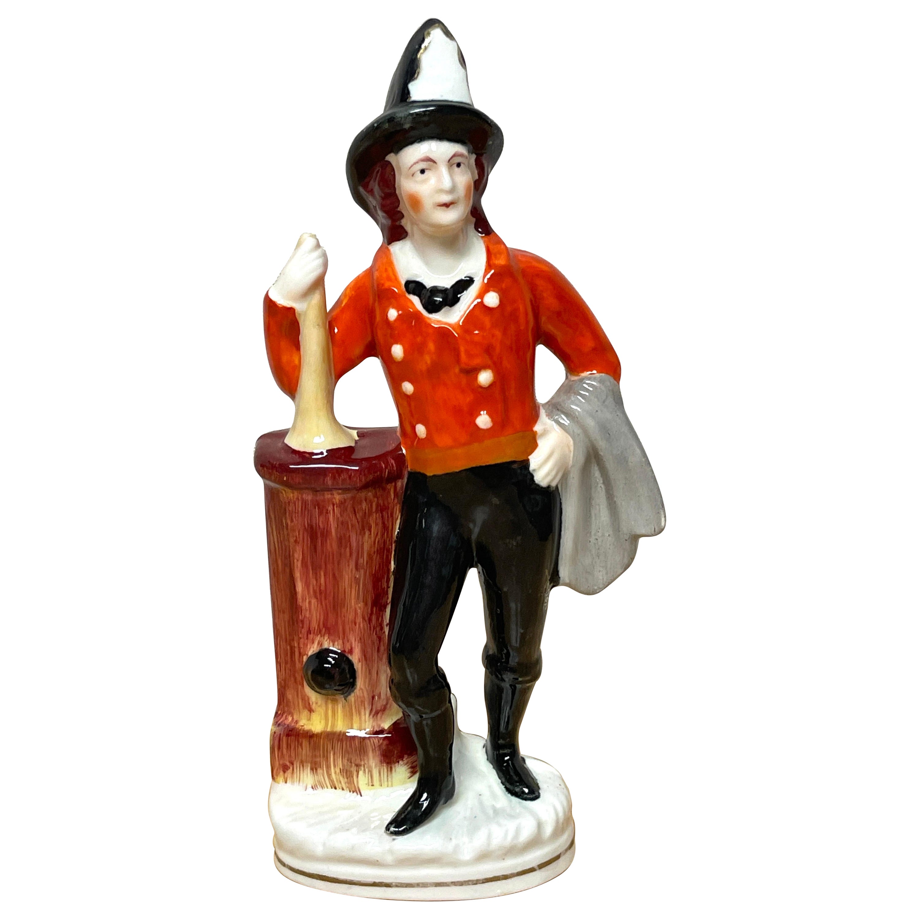 Figure du 19e siècle du Staffordshire représentant un « pompier américain » en vente