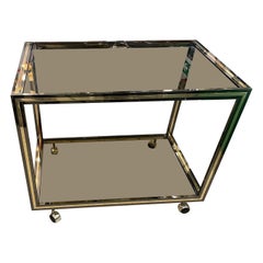 Used Italian Brass Bar Cart, 1960s