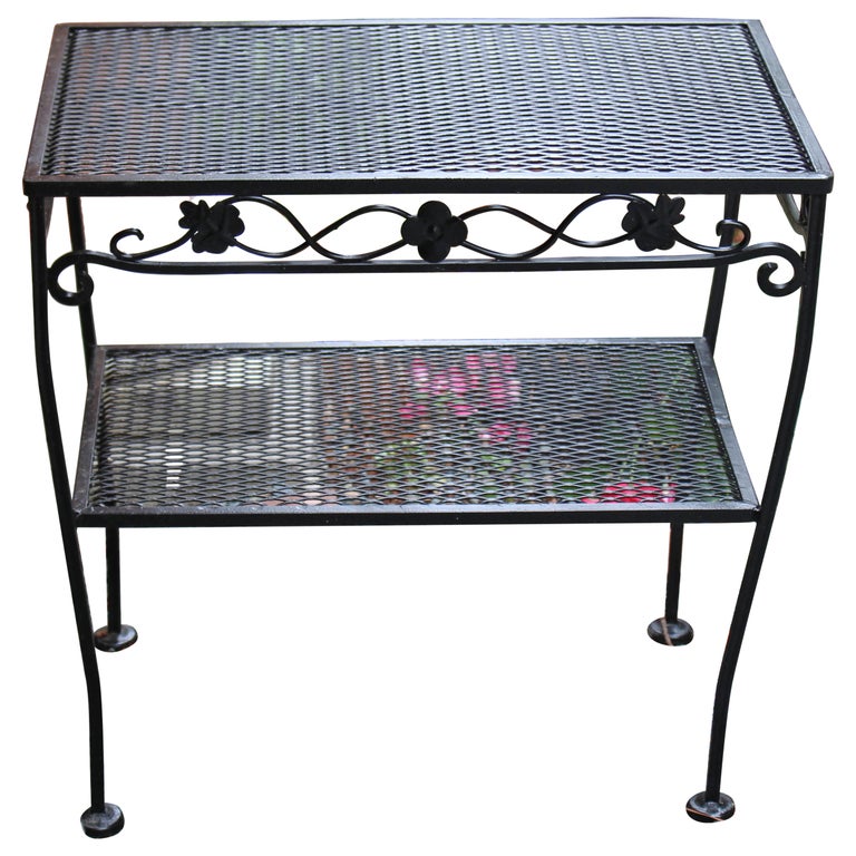 Classic Woodard Wrought Iron Two-Tier Side Table at 1stDibs