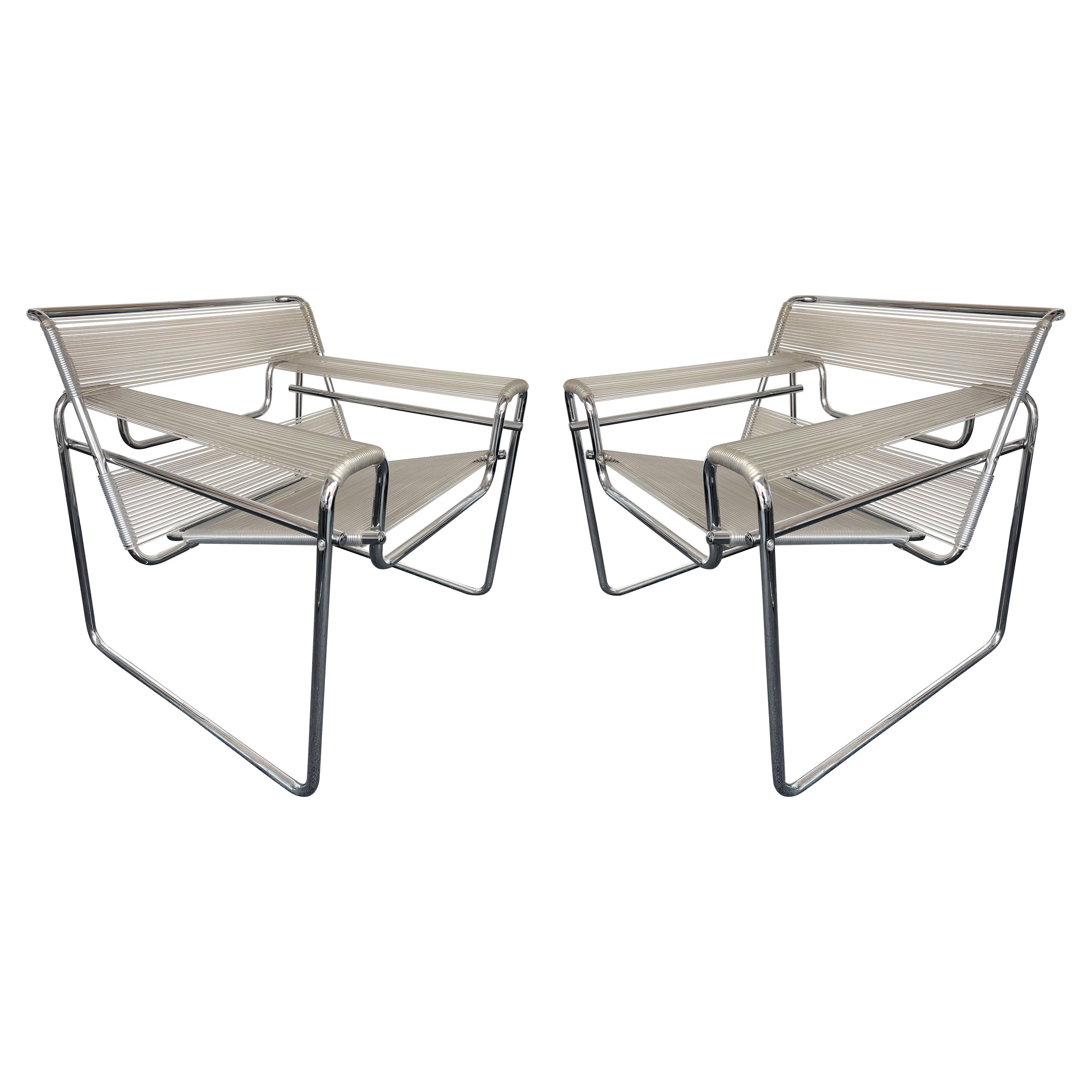 Pair of Wassily Spaghetti Armchairs by Marcel Breuer, 1980s