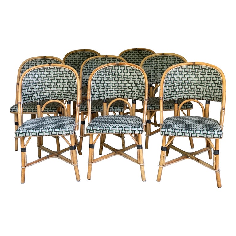 Set of Eight Vintage French Woven Drucker Bistro Chairs For Sale at 1stDibs