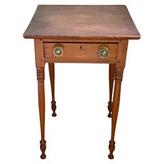 American Sheraton Maple Single Drawer Stand, Early 19th C