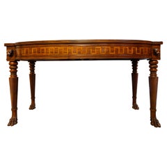 Fine Regency Period Mahogany and Satinwood Inlayed Console, Hand Carved