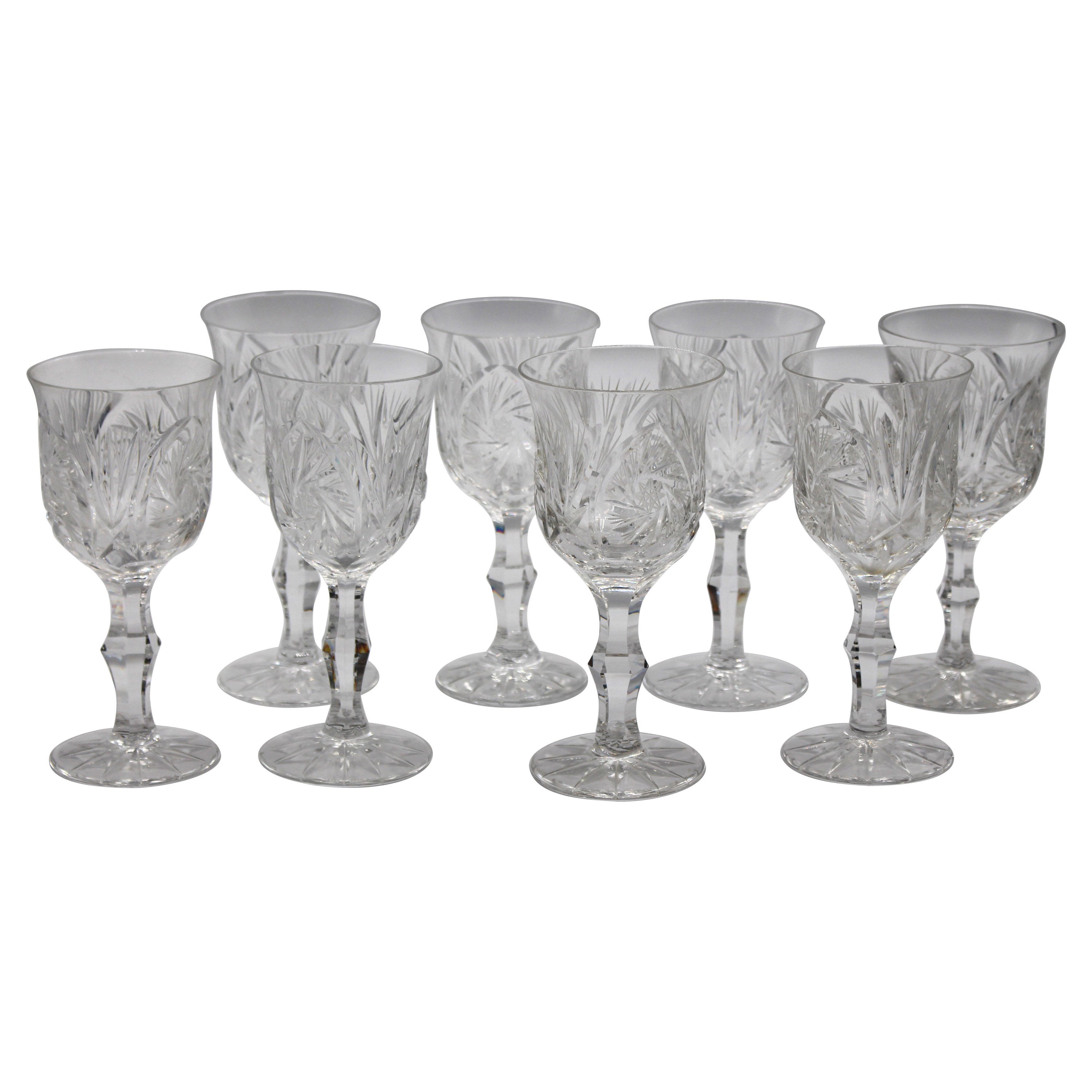 Tulip-form Handblown Wine Glasses, Set of Eight