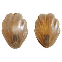 Pair of Shell Shaped Opalescent Glass Sconces in the Style of Barovier, Italy 20