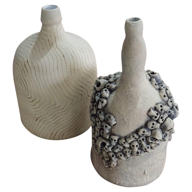 Two Handmade Mezcal Vessels by Omar Hernández in Clay For Sale