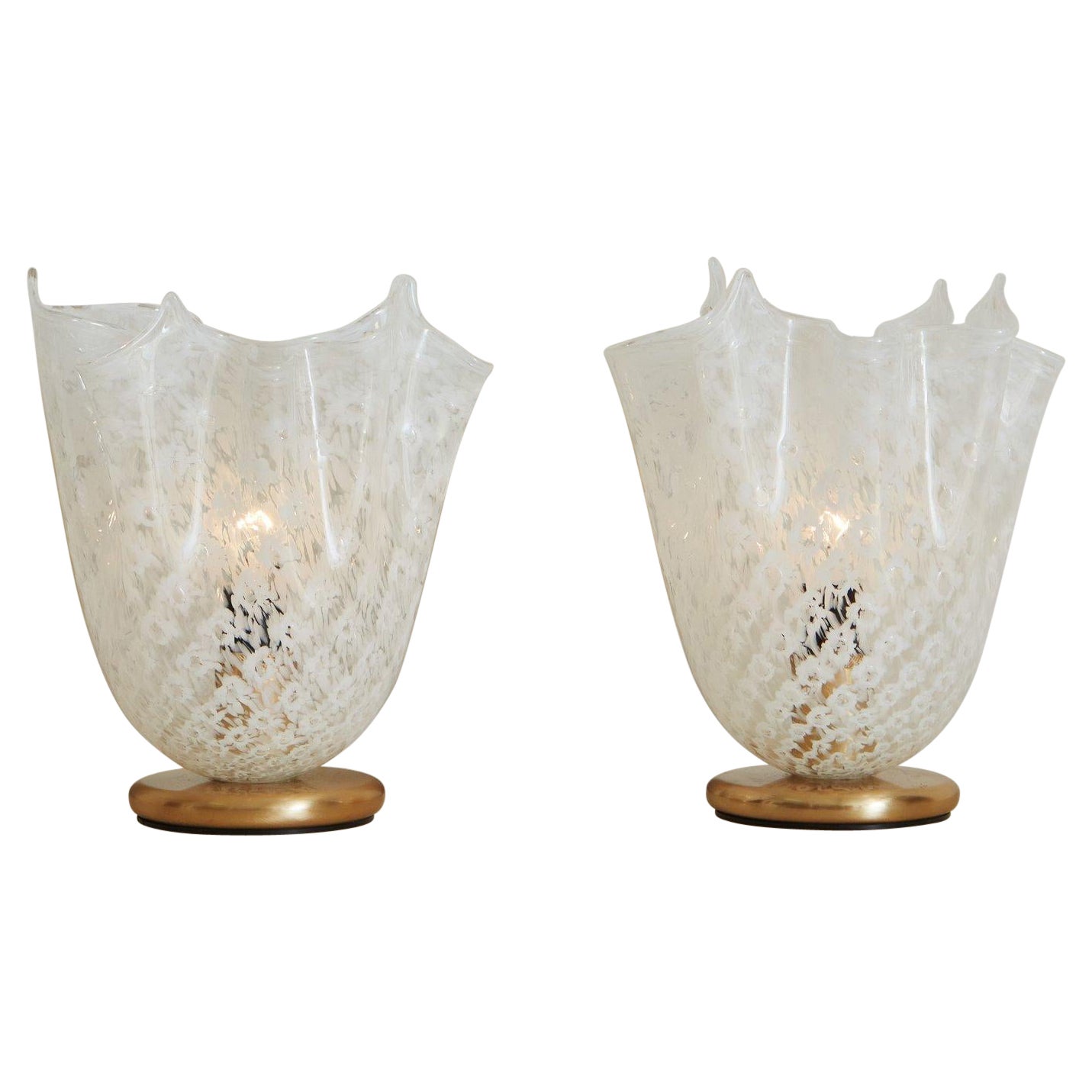 Pair of Handblown Glass Table Lamps, Italy 1990s