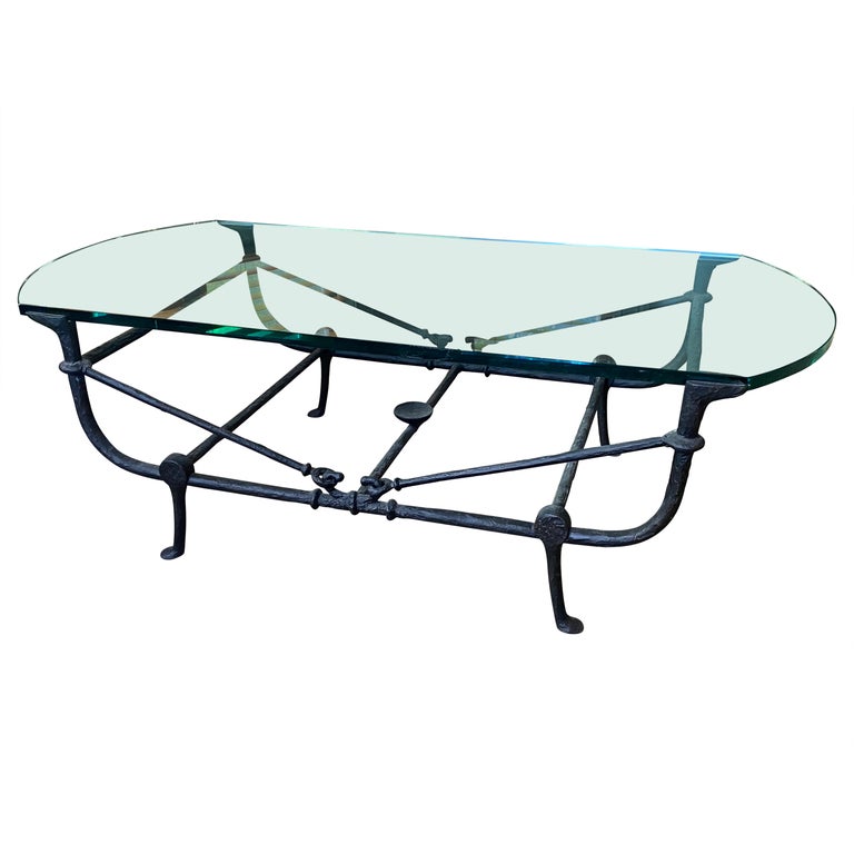 Custom Fabricated Iron and Glass Coffee Table For Sale at 1stDibs