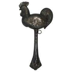 Antique Portugese Topazio Sterling Silver Baby Rattle Teether Rooster 19g
