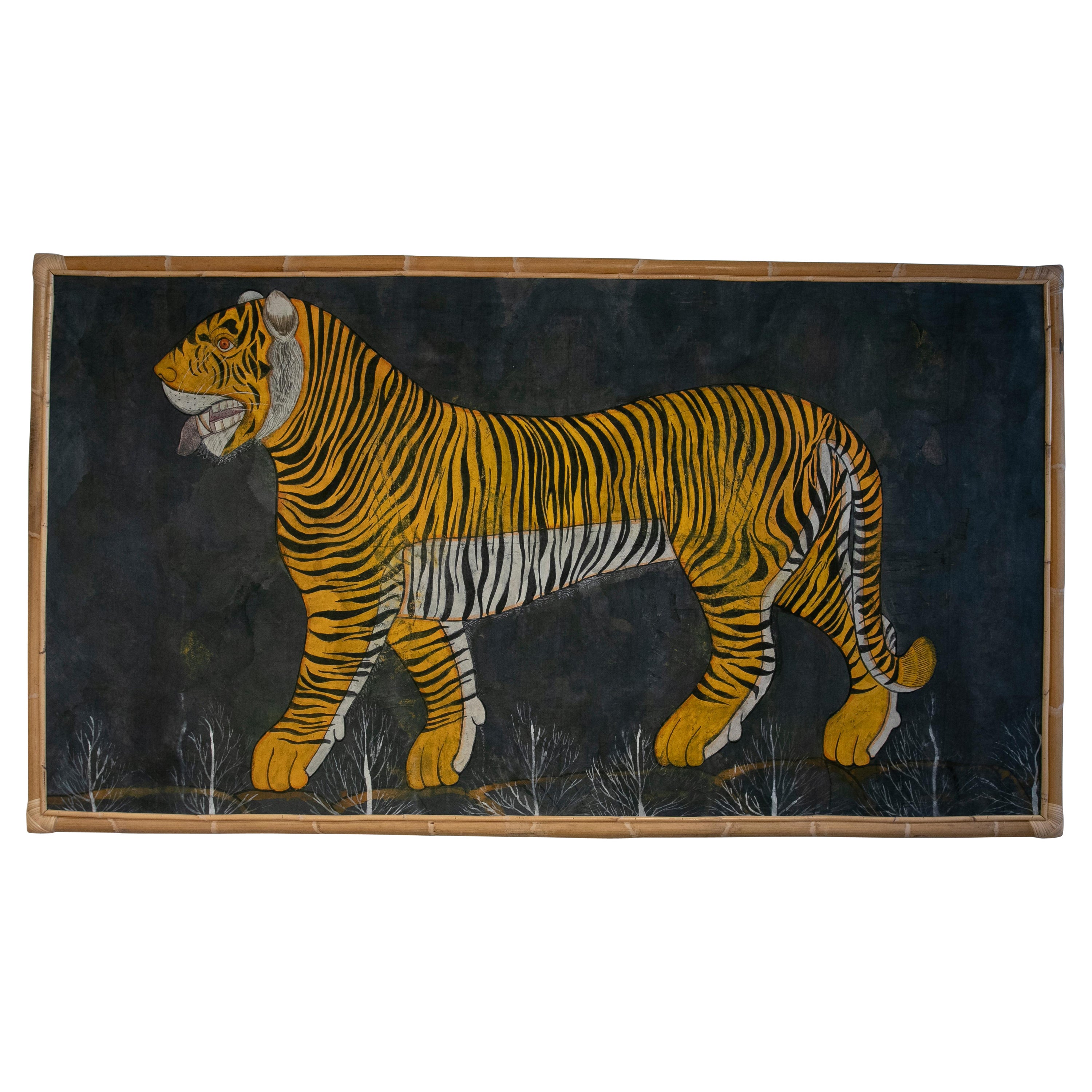 1970s Bengal Tiger Painting in Jaime Parlade Style