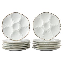 12-Piece Set of Porcelain Oyster Plates by Cerabel Porcelain De Baudour