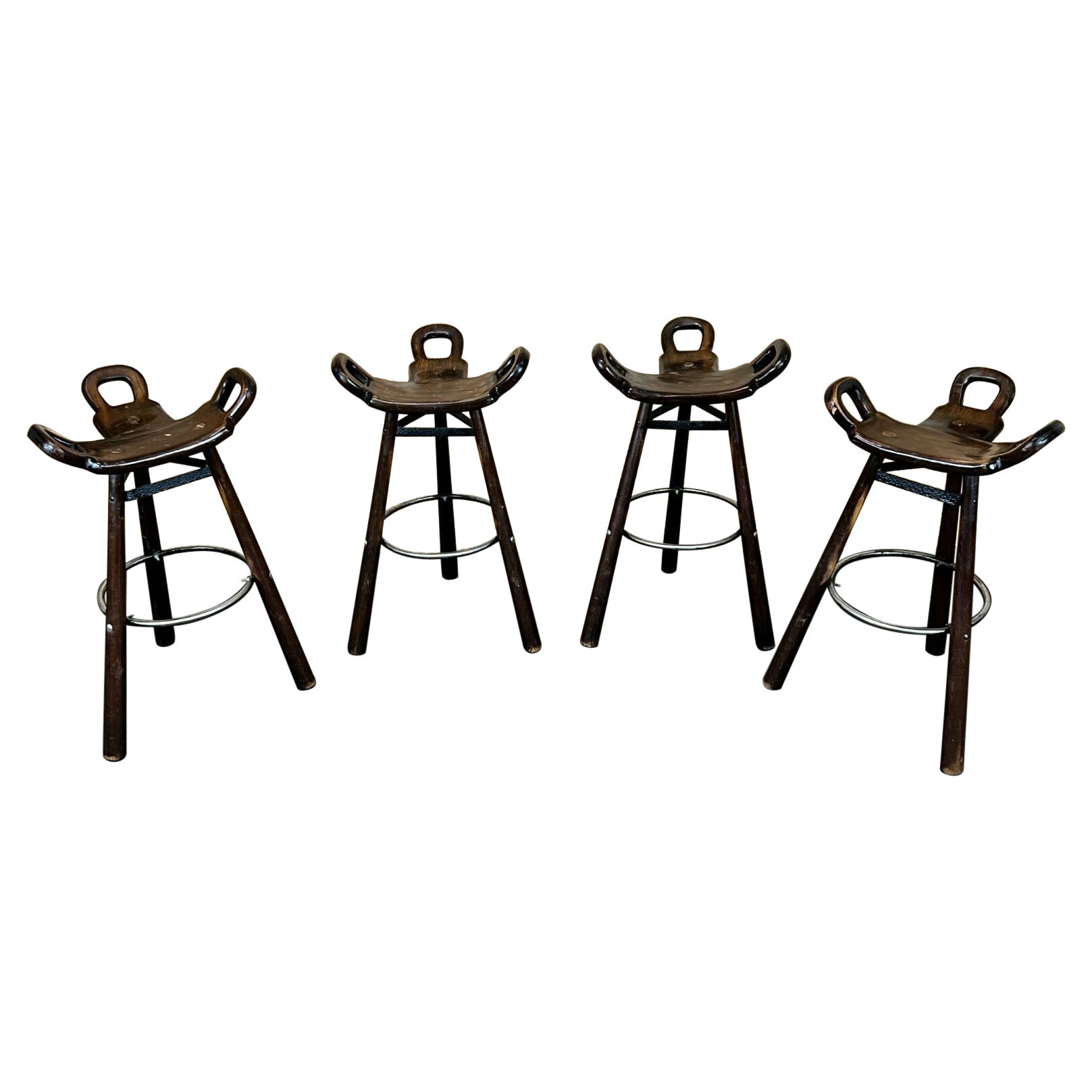 4x 50s 60s Bar Stools Barstools Attributed to Carl Malmsten Sweden Design