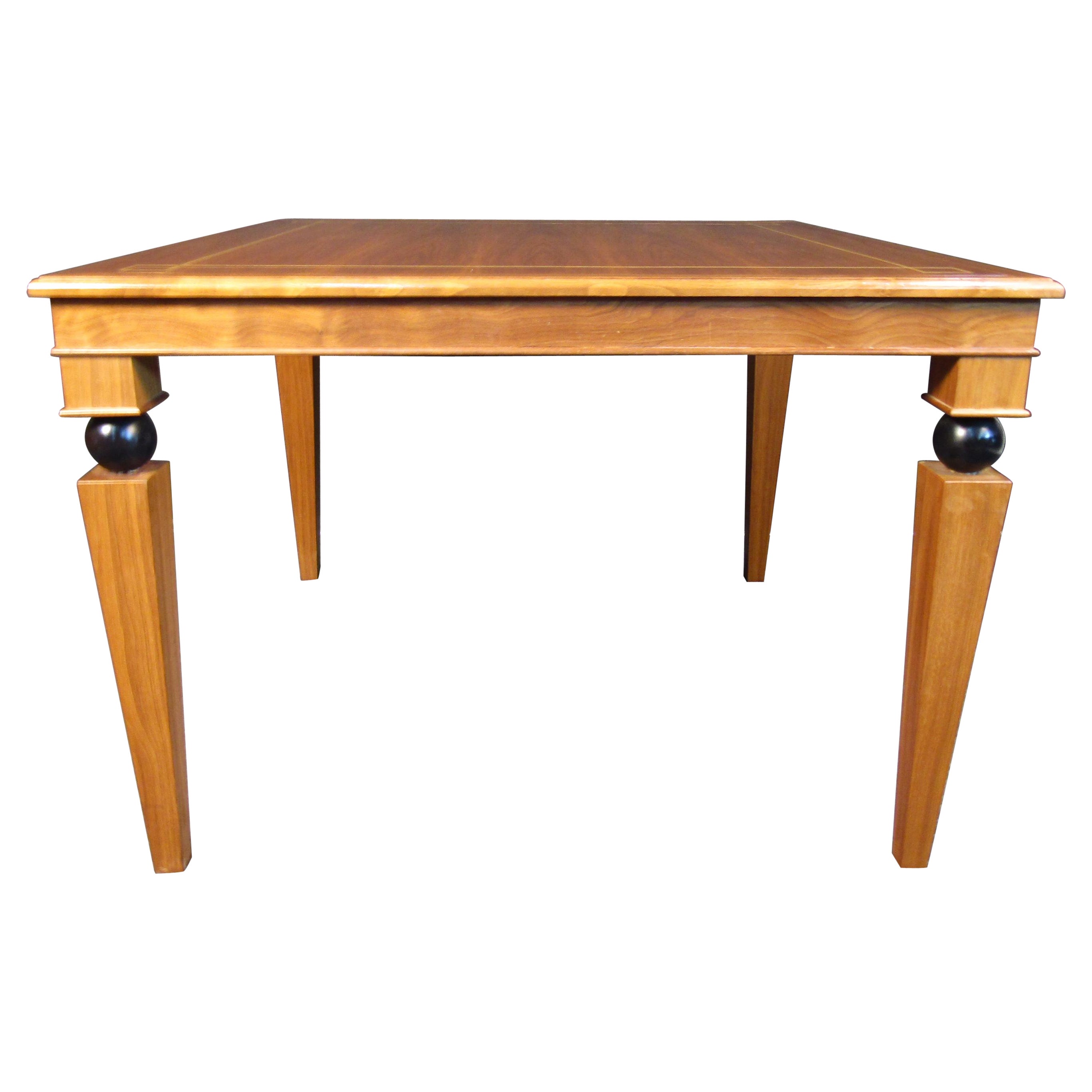 This vintage sycamore table features a decorative inlay on its top surface, and is designed in the style of Andre Arbus. Light sycamore woodgrain adds to this table's unique look. Please confirm item location with seller (NY/NJ).