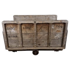 Very Large Industrial Steel and Wooden Trolley, 1900s