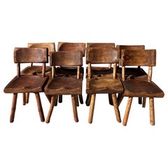 Retro Wabi Sabi Artisanal Wood Dining Chairs - Set of 8